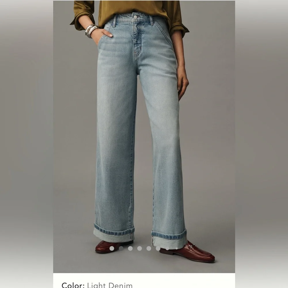 Pilcro Mason High-Rise relaxed gaucho ankle jeans Light Blue Wide Leg Sz.28 - Picture 2 of 10